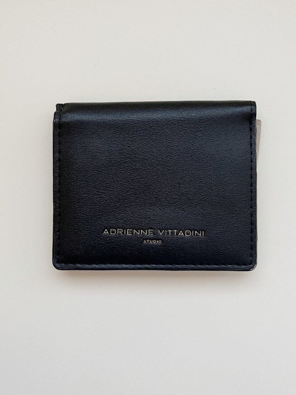 Adrienne Vittadini Studio Black Bifold Wallet Classic Faux Leather polished